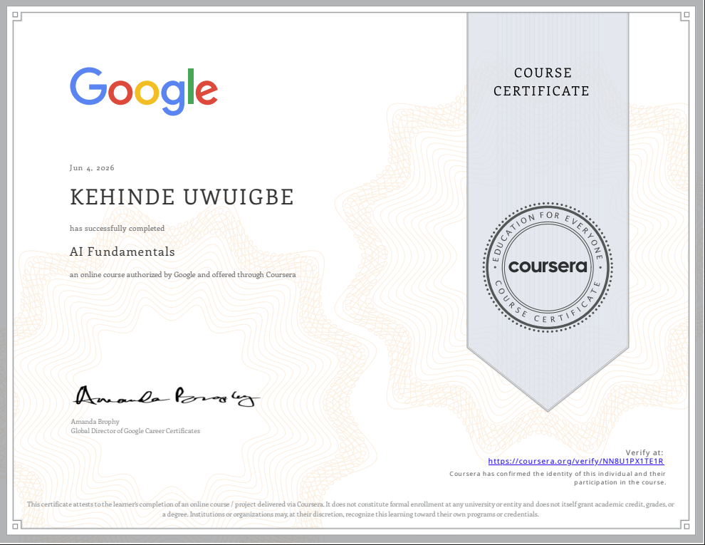 Google AI Fundamentals badge