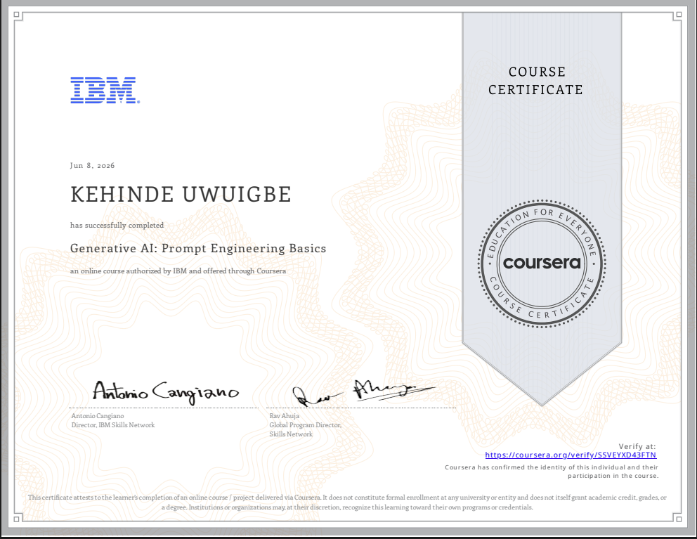 IBM Generative AI Prompt Engineering Basics badge