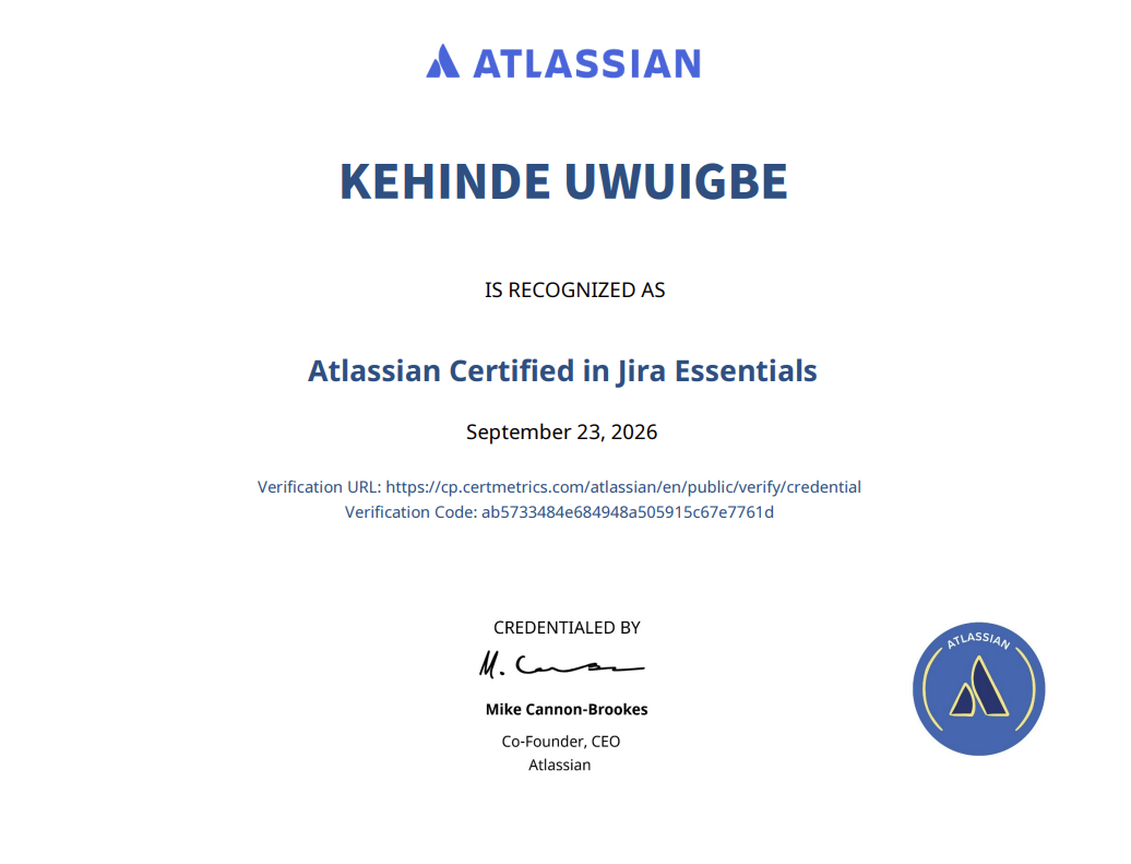 Jira Essentials (ACA-900) certificate
